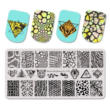 

BEAUTYBIGBANG 6*12cm Rectangle Leopard Snake Animal Skin Stainless Steel Stamping Plate Template Nail Art Image