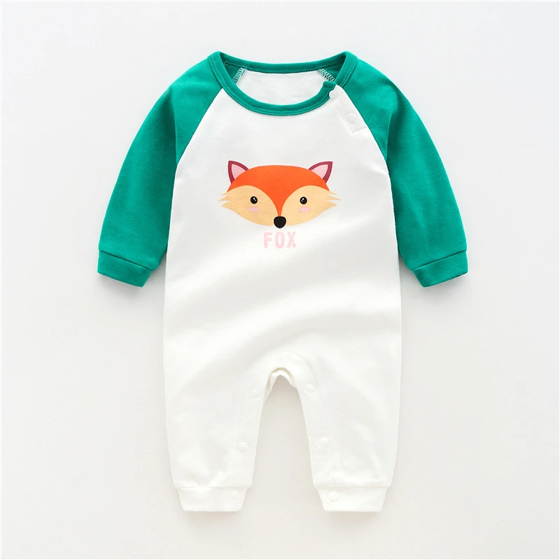 Детские комбинезоны для новорожденных; детский хлопковый комбинезон с длинными рукавами и рисунком для маленьких мальчиков и девочек; Удобная верхняя одежда для альпинизма для малышей - Цвет: fox-B11