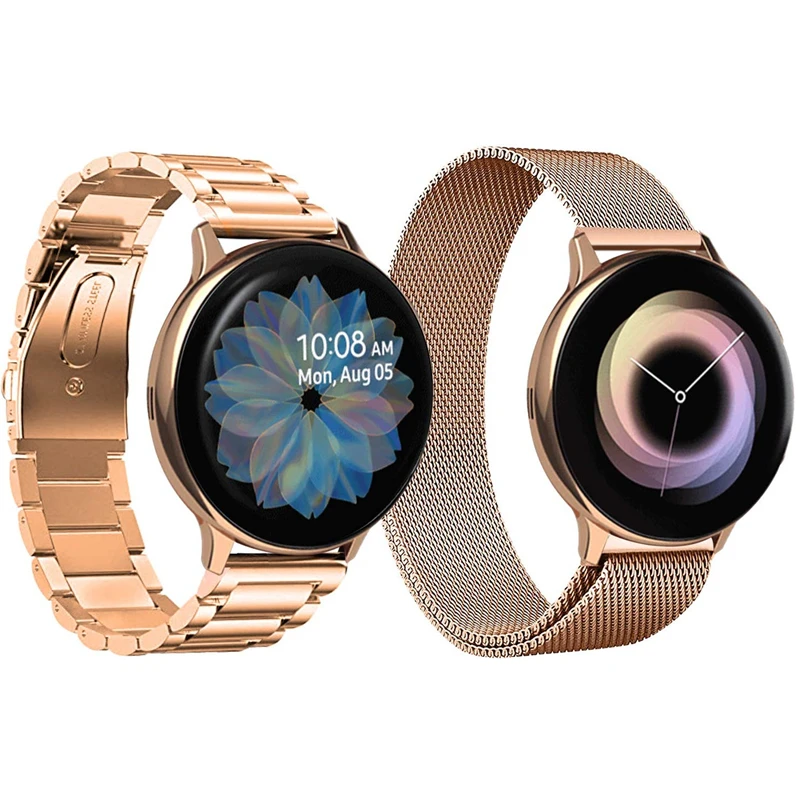 Watchband-Sets-for-Samsung-galaxy-watch-active-2-40mm-44mm-bands-20mm-Stainless-Steel-Metal-bracelet