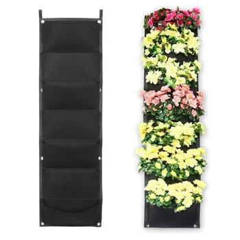 

New 7 Pocket Upgraded Waterproof Big Pocket Wall Hanging Planting Bag Vertical Hanging Garden Flower Pot