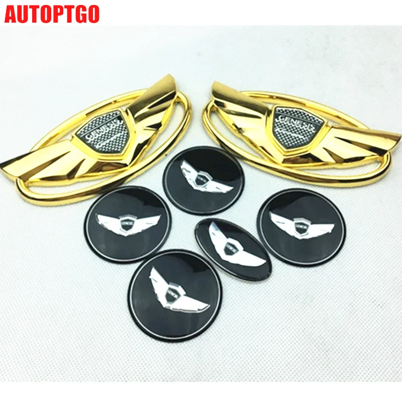 Автомобильный дизайн, 3D крыло, логотип, эмблема, наклейка для hyundai Genesis Coupe 2010-, подходит для переднего/заднего/рулевого колеса/ступицы - Цвет: Gold