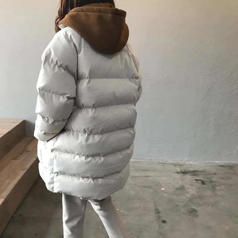 Mooirue осенне-зимняя длинная парка, пальто для женщин, имитация двух теплых длинных хлопковых стеганных вещей, свободная куртка с длинным рукавом