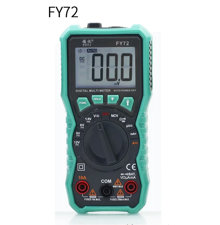 FY71/72/76 Pocket Auto Range Digital Multimeter AC DC Current Voltage Meter Measurement Resistor True RMS Household Multimetro - Color: FY72