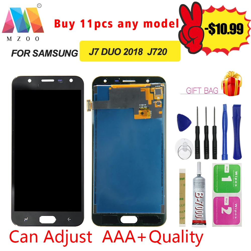 

LCD For Samsung Galaxy J7 Duo 2018 J720 J720F J720M LCD Display And Touch Screen Screen Digitizer Adjust Brightness +Tools