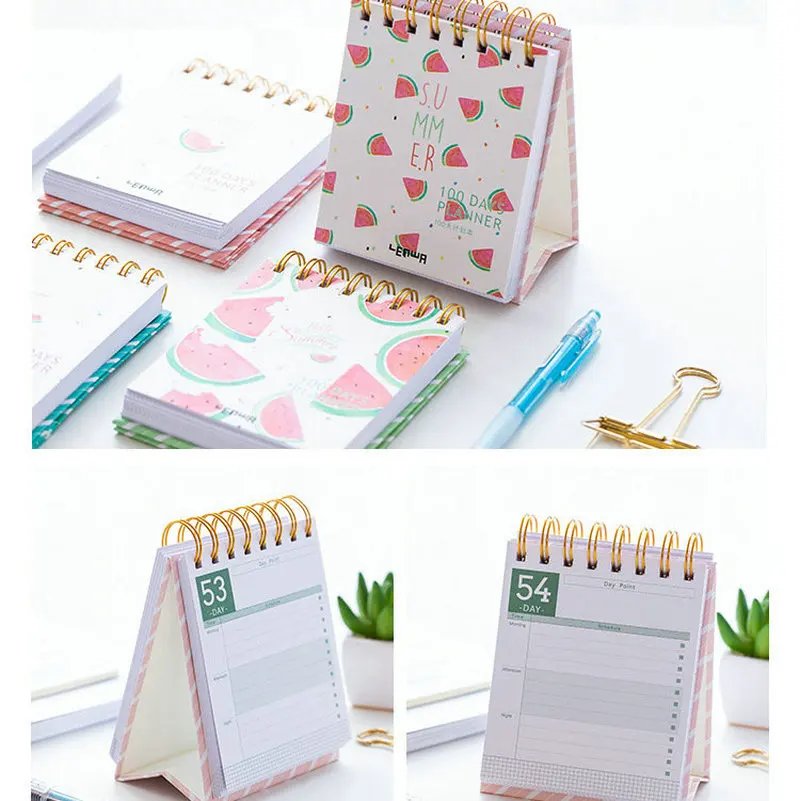 

100 day Cartoon Coil 2019 Weekly Plan Notebook Office School Stationery Daily Memos Planner Organizer Agenda