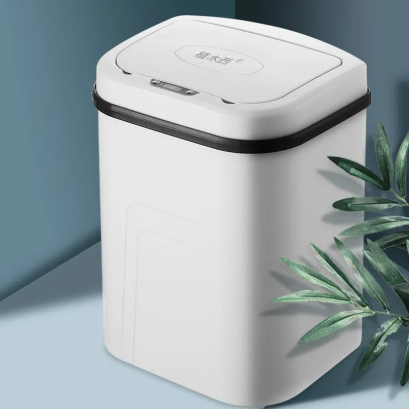 

Home Induction Trash Bin Smart Touchless Narrow Waste Can With Bag Holder Automatic Open Garbage Tank Square Eco-friendly Bucket