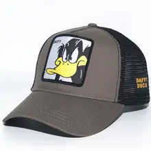 Новинка, летняя кепка водителя грузовика, сетчатая бейсболка, хип-хоп шапки для мужчин, бейсболки с вышивкой, DAFFY DUCK GRAY