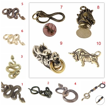 

Multi Edc Brass Snake Miniature model with small ornaments Metal Chaveiros Cobra Snake Handmade Key Chain Tool Animal Key Ring