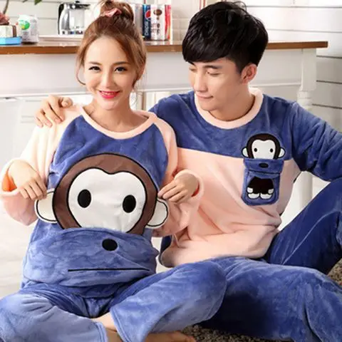 

Original + Copyright, Photo Piracy Reserved Exactly) Winter Couples Velvet Flannel Tracksuit Pajamas Suit 210 Grams