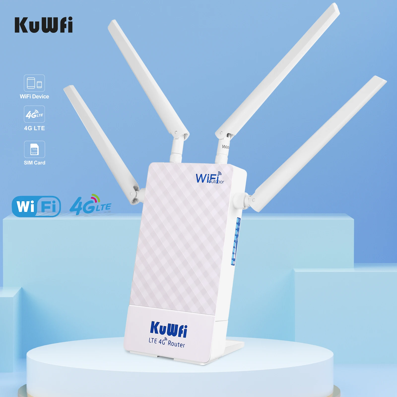 Kuwfi roteador ao ar livre 4g lte