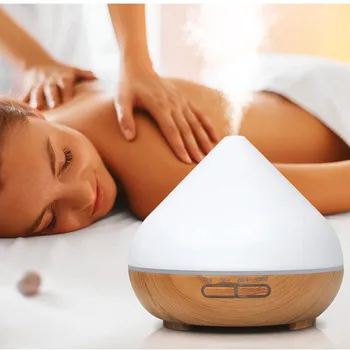 

Remote Control 300ml Wood Grain Diffuser Ultrasonic Air Humidifier Aroma Essential Oil Diffuser with LED Lights for Home