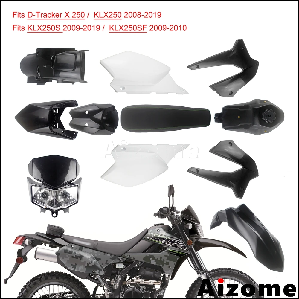 Plastic Fairing Kit For Kawasaki D Tracker X KLX250 SF KLX250S w/Enduro Motocross Headlight/Outer Shell/Fuel Tank/Rear Seat|Full Fairing - AliExpress