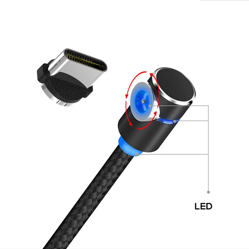 

Magnetic Cable, GARAS 3 in 1L Shaped Nylon Braided USB Fast Charging & Data Syncing Cord with LED Light Compatible with MircoUSB