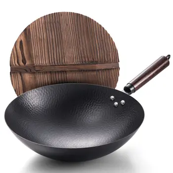 

Pan Iron Pot Vintage Forged Stainless Wok Non-stick Pan Gas Stove Household 32CM Kitchen Wok Cooking Pot Wok Non Stick Pan