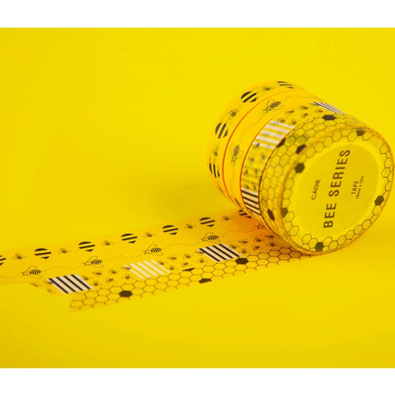 

4pcs 10mm * 10m Lovely Bee Tape set diary Scrapbooking Decorative Adhesive Masking Tapes DIY Sticky School Supplies