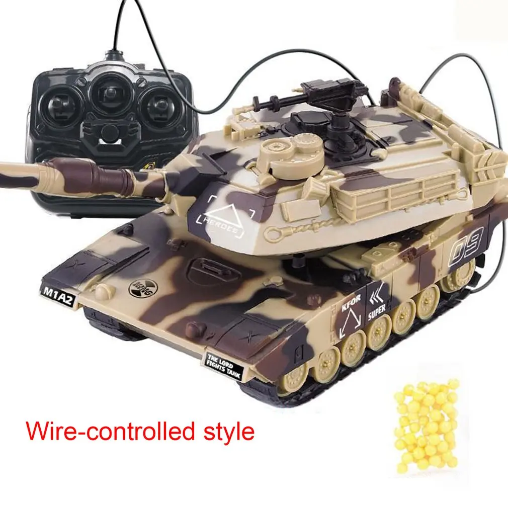 1:32 RC боевой гусеничный Танк Тактический автомобиль основной боевой военный Танк дистанционного управления с пулями модели электронных игрушек - Цвет: Wire-control M1A2 Y