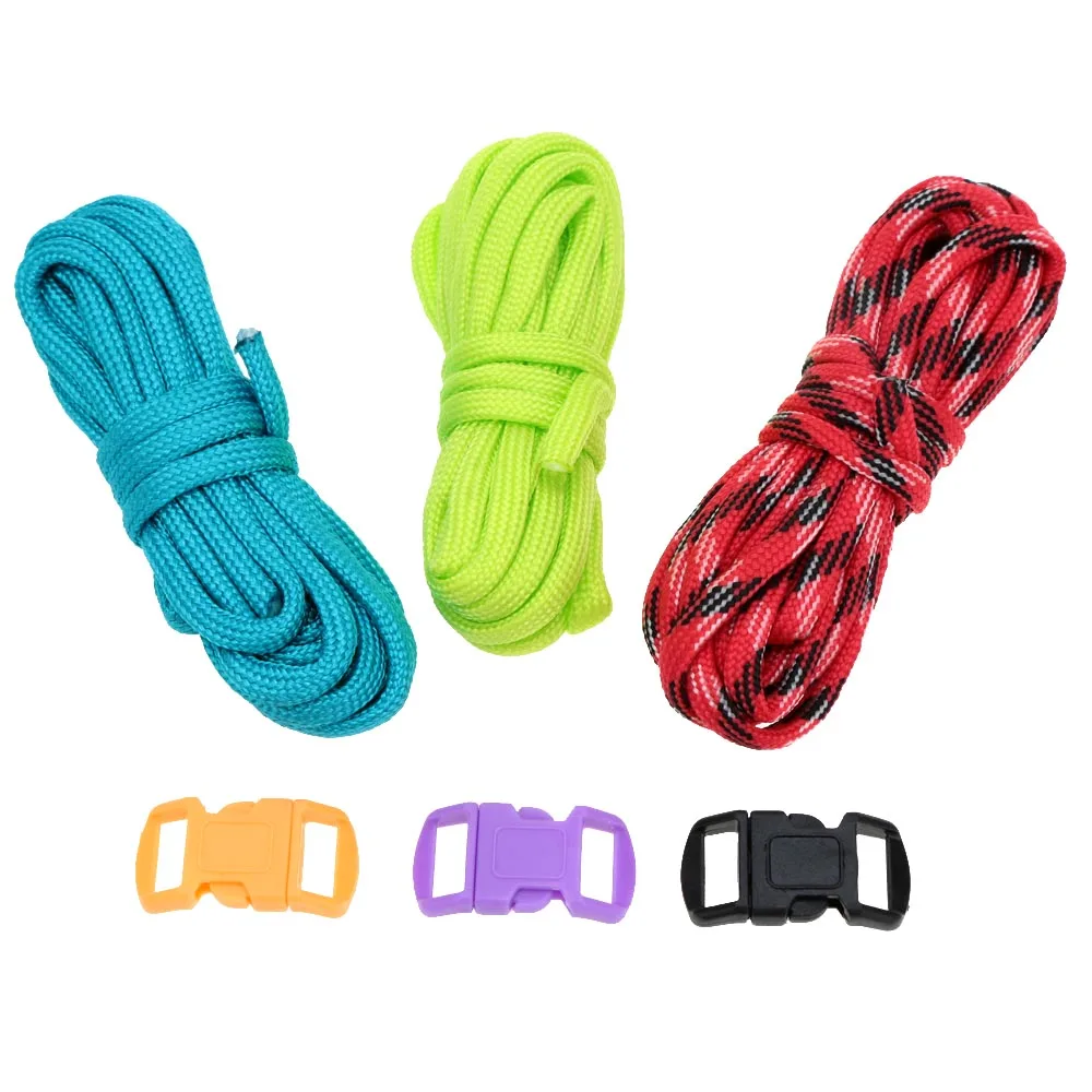 3Pcs 2.5m Paracord 7 Strand Parachute Cord Outdoor Emergency Survival Tool Hand-knitted DIY Kits