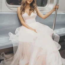 Lceland Poppy элегантное ТРАПЕЦИЕВИДНОЕ ПЛАТЬЕ С v-образным вырезом Tullle для выпускного вечера без рукавов длиной до пола Формальные Вечерние платья со шлейфом