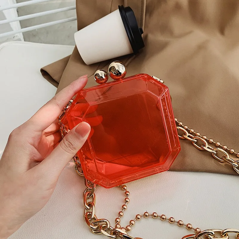 Transparent Evening Bag Acrylic Box Chain Crossbody Bag For Women Shoulder Purses And Handbags Ladies Party Clutch