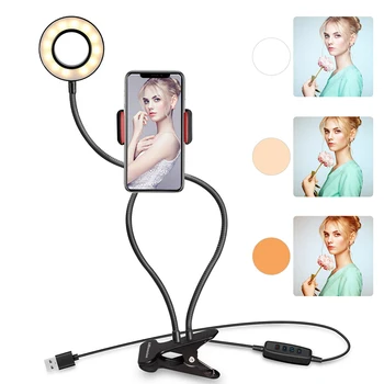 

Lazy bracket Selfie Ring Light Dimmable LED Video Photography Light Clip Desktop Light Lighting With Phone Holder USB ring lamp