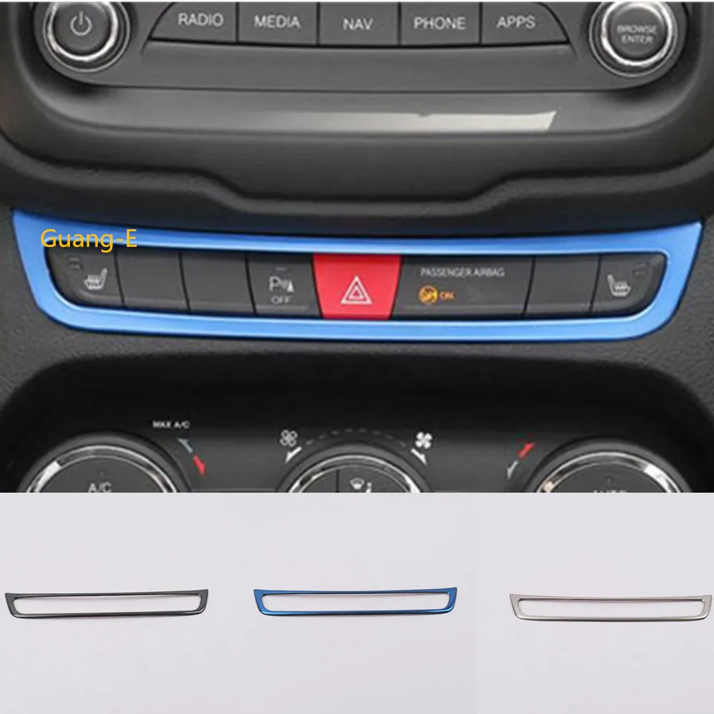 

Car Sticker Stainless Steel Middle Console Central Control Navigation Switch Trim Frame 1pcs For Jeep Renegade 2016 2017 2018