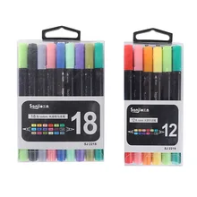 Креативная канцелярская тонкая художественная ручка, Цветная кисть, смываемая краска 12/18-color с двойной головкой, карандаш для воды, креативный карандаш