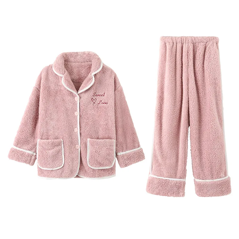 pink set Fiklyc нижнее белье Фланелевая Пижама для женщин hiver Новое поступление флисовые пижамные комплекты женские пижамы домашние наборы Зимний дизайн горячая распродажа - Цвет: pink set