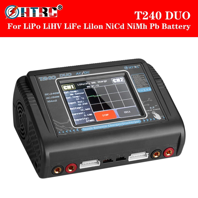 Hot Sale HTRC T240 DUO RC Charger Discharger Dual Channel AC 150W DC 240W Touch Screen Balance Lipo Charger For RC Models Toys