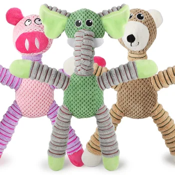 

Cartoon Pet Plush Interactive Educational Bite Resistant Molar Sound Making Dog Toy Large Size Pigskin like Bear Doll
