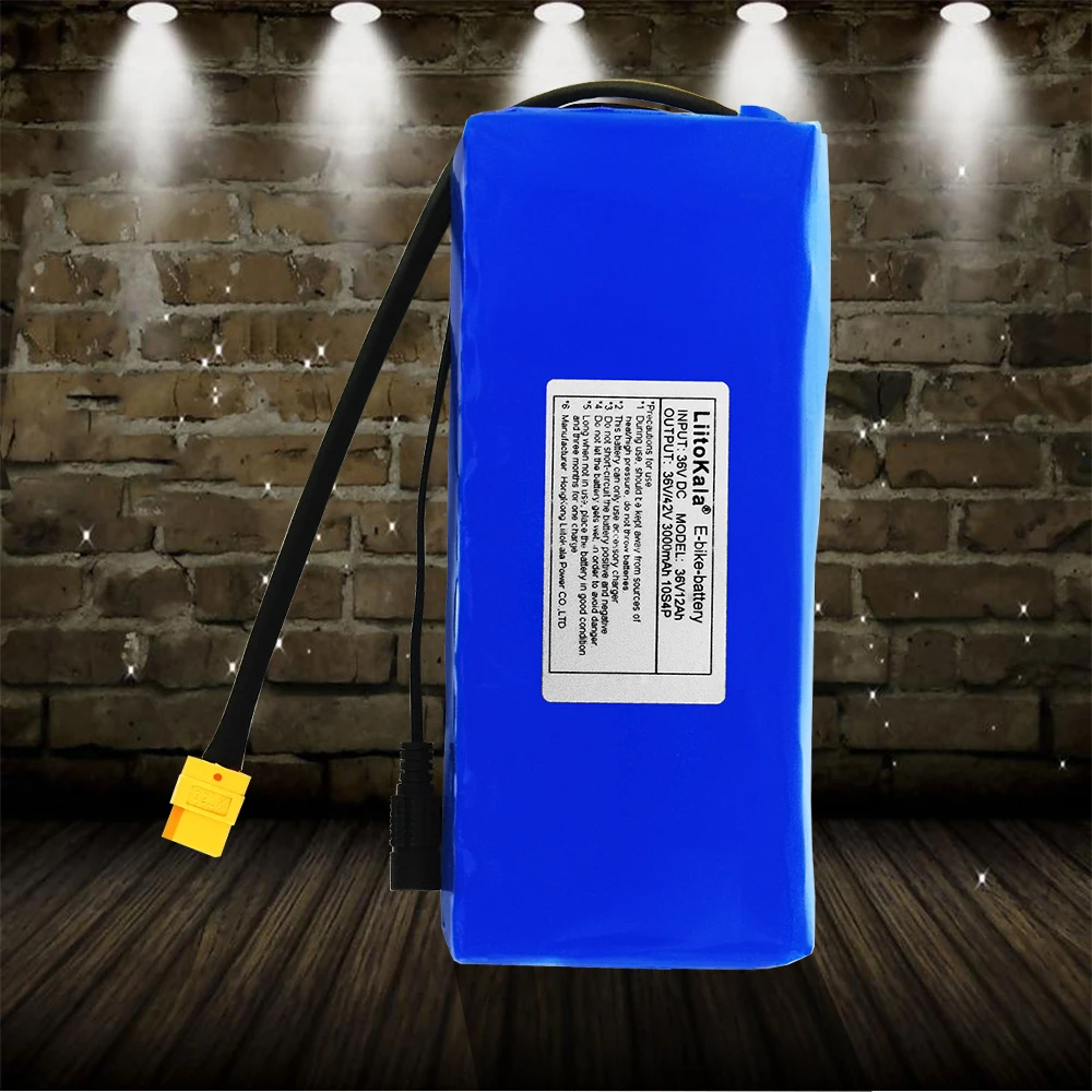LiitoKala 36 V 12Ah литиевая батарея 18650 10S4P аккумуляторная 12000 mAh большой емкости BMS XT60