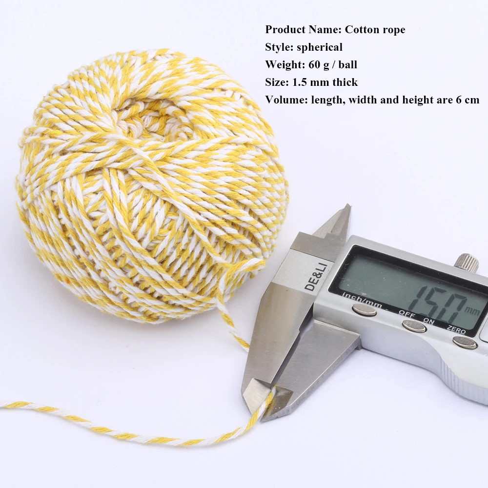 1,5 мм* 100 м ручной работы DIY двухцветная хлопковая линия Праздничная подвесная веревка Подарочная коробка связующая веревка шнур для плетения
