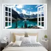 3D Simulation Fake Window Wallpaper Lake Landscape Mountain Clouds Wall Stickers Home Decor Bedroom Living Room PVC Art Mural ► Photo 1/6