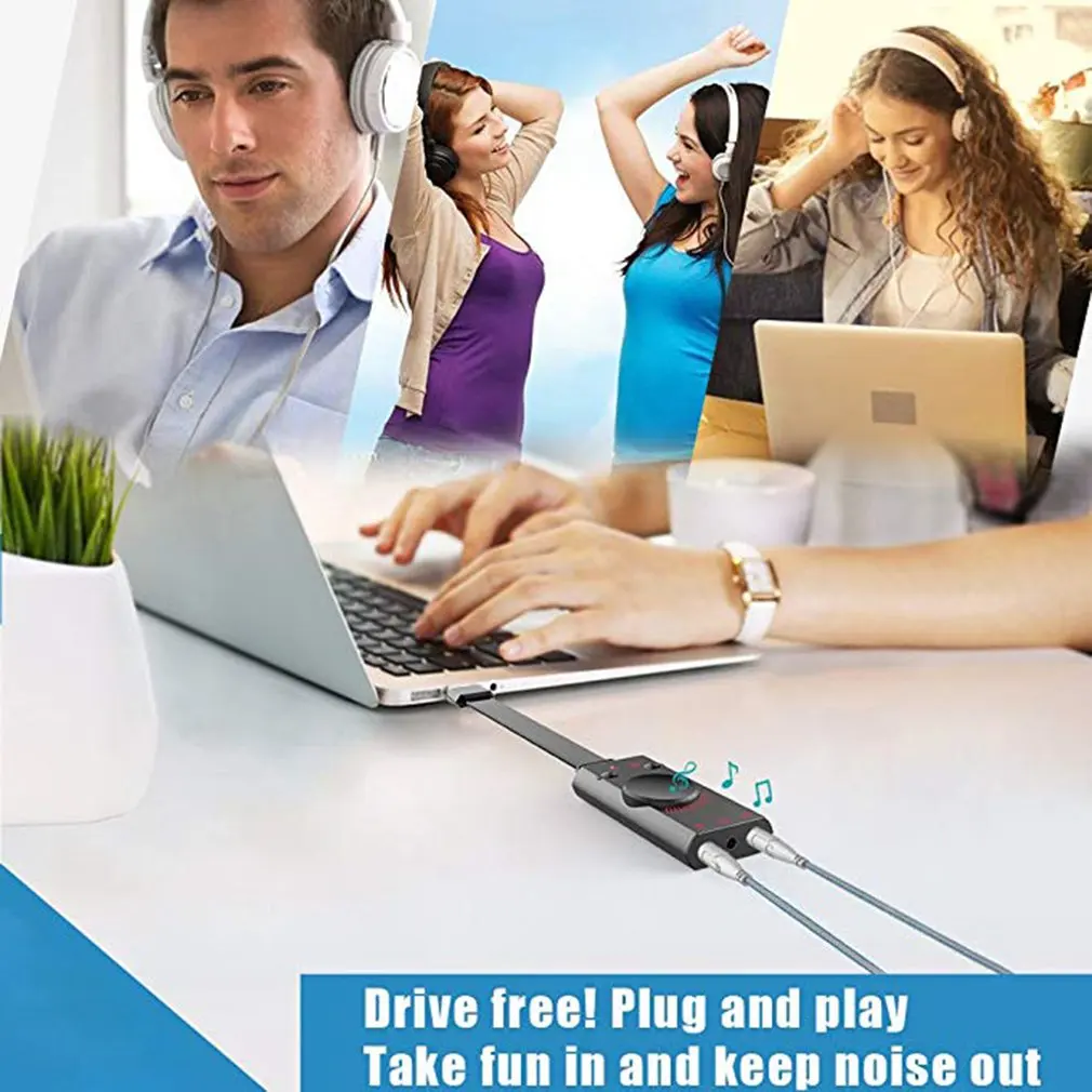 USB Sound Card Adapter External Audio Adapter Stereo Sound Card Converter 3.5mm AUX Microphone Jack For Gaming Headset
