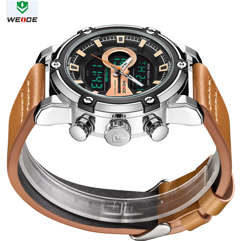WEIDE Watch Men European Luxury Watch Men Sports Business Quartz movement Analog LCD Digital Date Alarm Wristwatches Men Watch