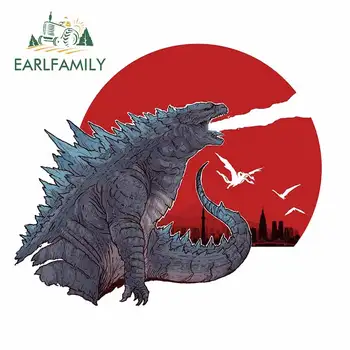 

EARLFAMILY 13cm x 11.3cm for Kaiju Monsters Gojira Vinyl Car Stickers Surfboard Waterproof Custom Printing Windshield Decal