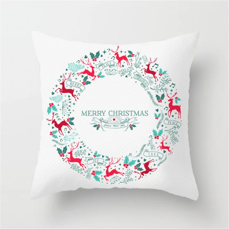 Merry Christmas домашняя декоративная наволочка полиэстер Рождество Санта Клаус Олень бросок наволочка с новым годом наволочка - Цвет: 12