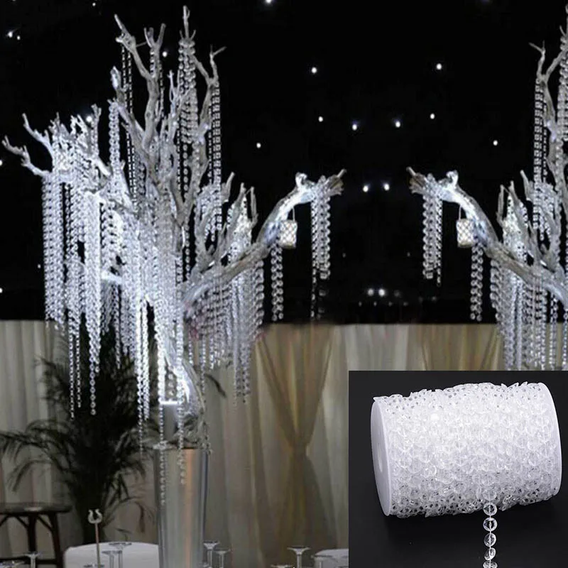 120 Acrylic Crystal Hanging Decorations Garland Bead Strands Wedding Party Decor 