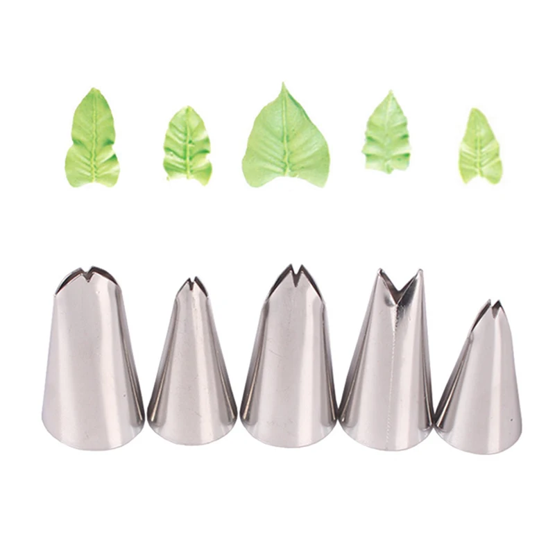 

5Pcs/Set Leaves Shape Cream Nozzles Stainless Steel DIY Icing Piping Tips Cake Piping Nozzle Parsty Cake Decorating Tools