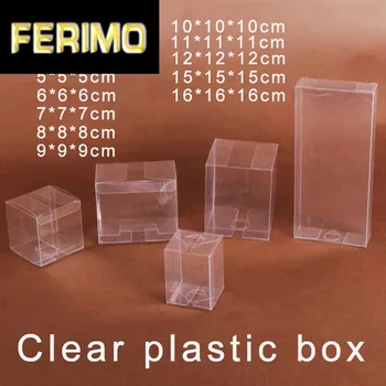

4x4x4cm 5x5x5cm 6x6x6cm PVC Gift Box Clear Square Plastic Packaging Box Transparent Wedding Box For Candy Cupcake Macaron 10pcs