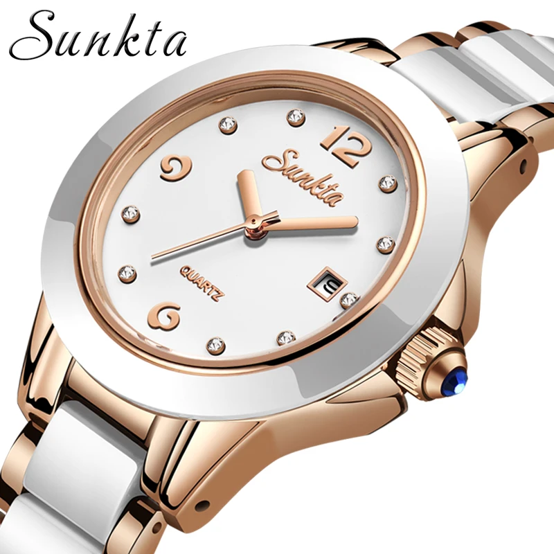 SUNKTA New Rose Gold Watch Women Quartz Watch Top for Woman Luxury Brand Lady Wrist Watch 1