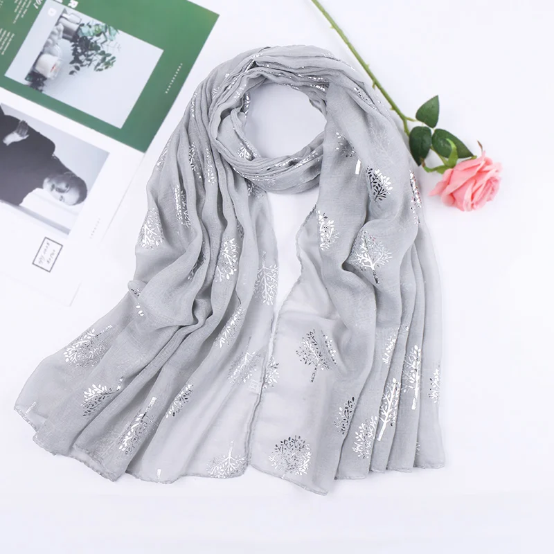Sciarpa Albero Argento Glter Donna Lusso TR Cotone Luccichio Hijab Sciarpe Scialle Lucide Di Grandi Dimensioni Hijab Musulmano Foulard Islamico - Foto 7