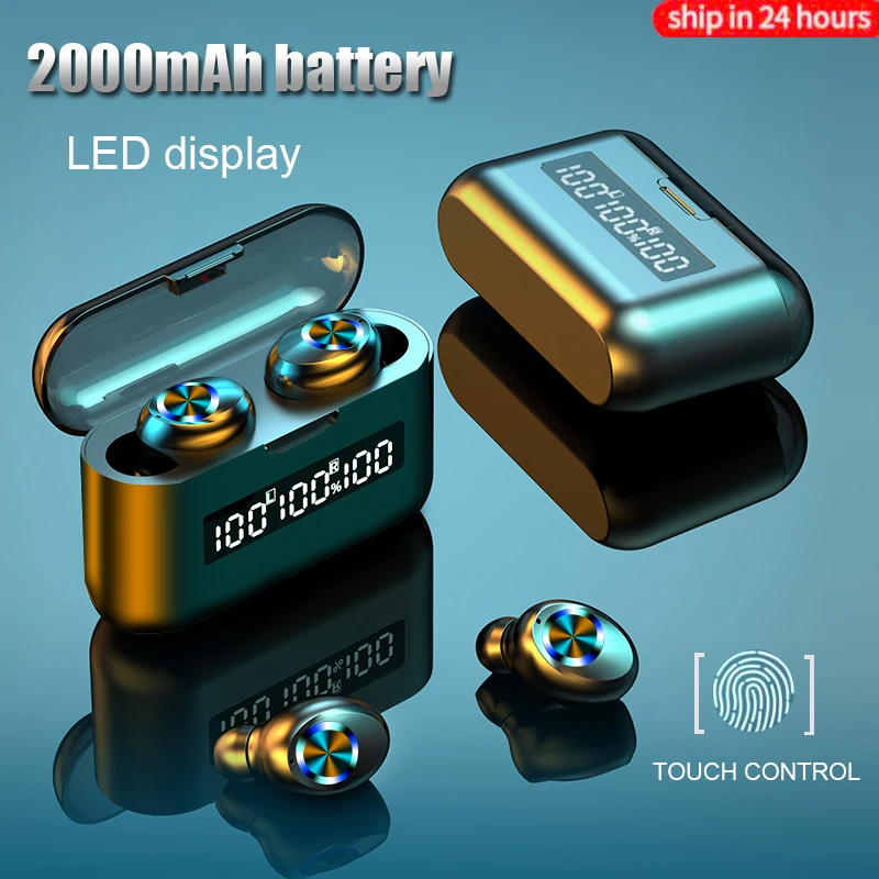 2000 мАч спортивная водонепроницаемая гарнитура Bluetooth наушники беспроводные TWS 9D