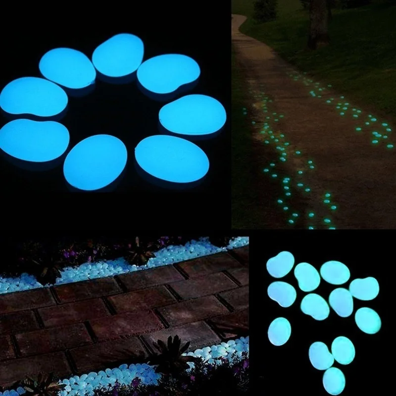 

100pcs Glow In The Dark Pebbles Glow Stones Rocks for Walkways Luminous Stones Aquarium Path Patio Lawn Home Garden Decoration