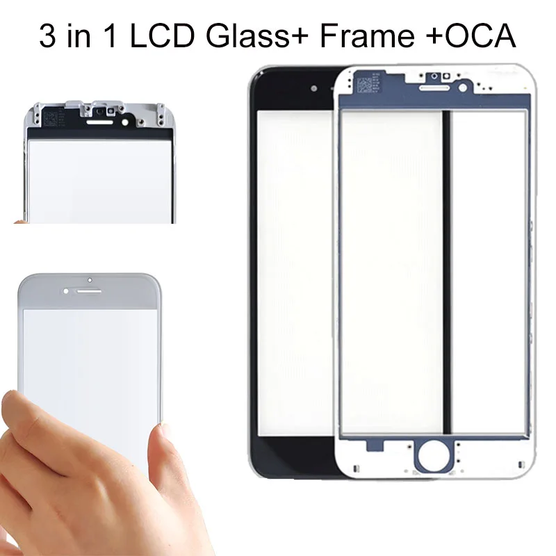 Качество AAA внешнее стекло с OCA + Рамка для iPhone 7G 7Plus 8 8P сенсорный экран дигитайзер