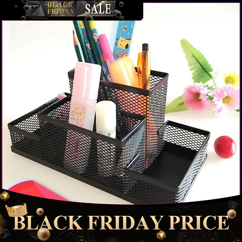 

Fashion Multi-function Office Supplies Desk Organizer Mesh Collection Pen Holder For Birthday Gift R20
