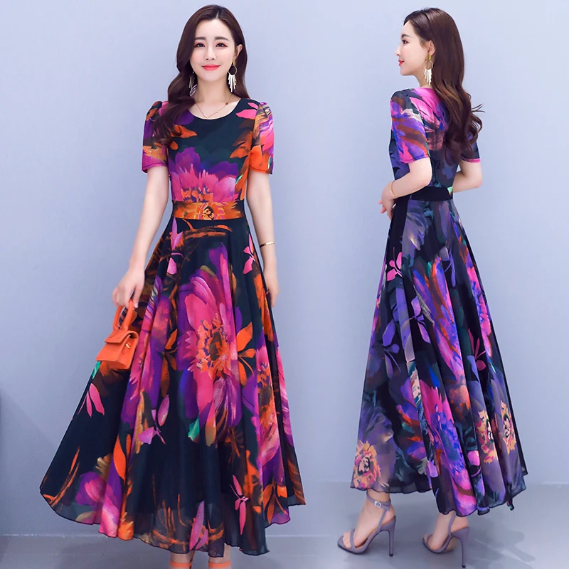 Женское шифоновое платье-макси с цветочным принтом | Женская одежда