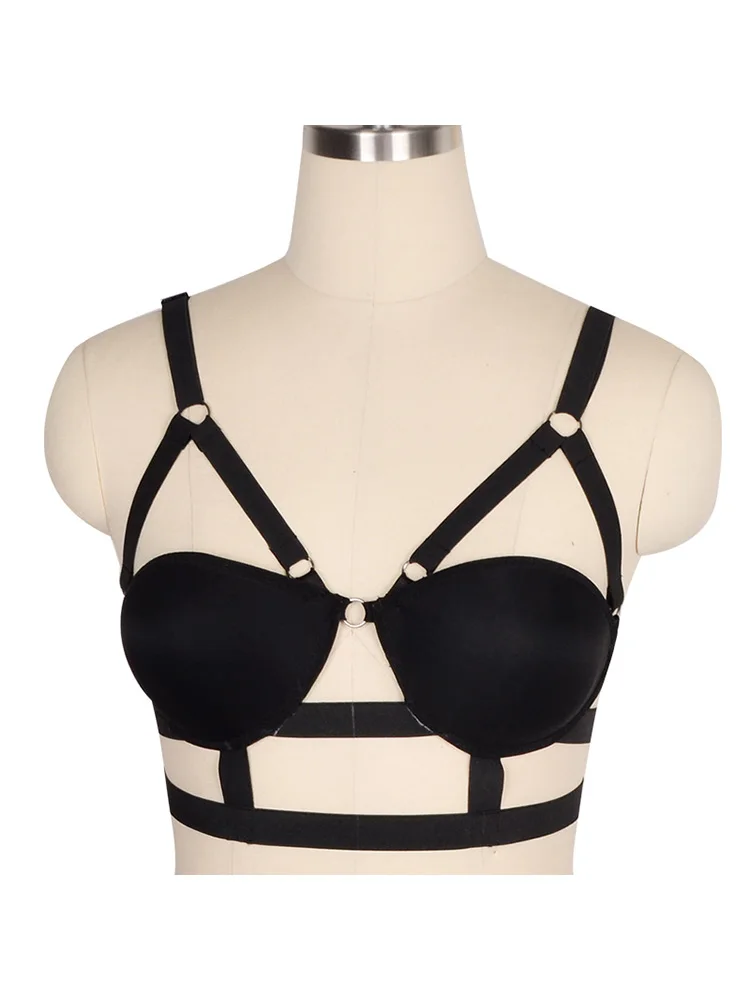 InsDoit Gothic Lingerie Sexy Camisoles Bra Cup Women Hollow Out Strap Brassiere Push Up Bra Tanks Club Erotic Lntimate Underwear
