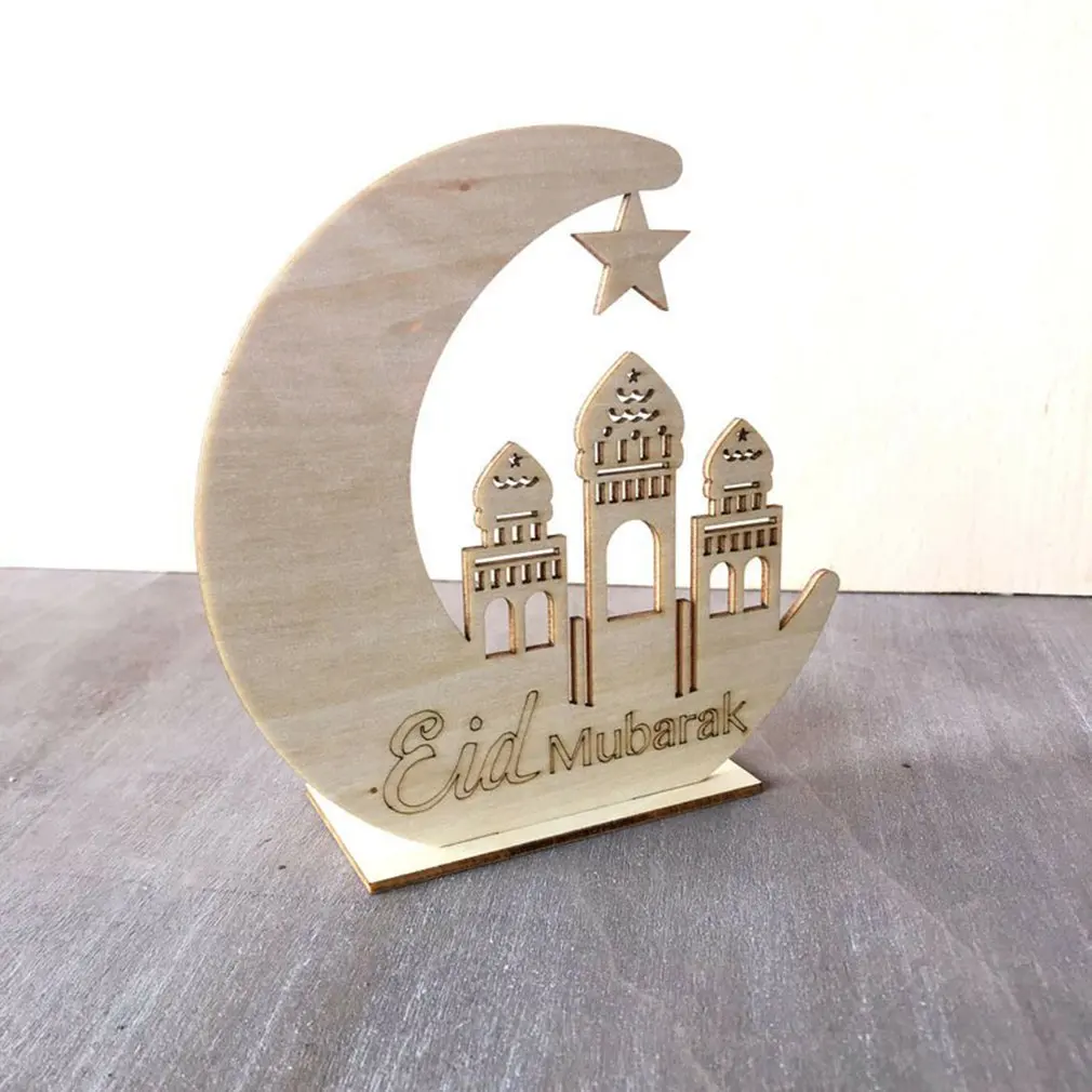 Деревянные Diy Мусульманский Исламский дворец Led ИД Мубарак Eidmubarak украшения подарок украшения светодиодные деревянные украшения