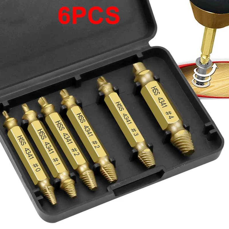 4341 Titanium plating Double Side Drill Out Damaged Screw Extractor Remover Handymen Broken Bolt Stud Removal Tool | Инструменты