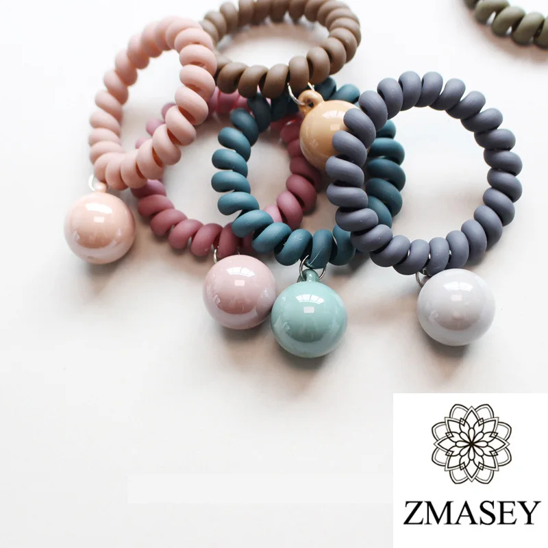 ZMASEY дизайн сладкий резиновый цвет резинка-пружинка для волос кольцо милый шар кулон веревка для волос аксессуары для волос, резинки